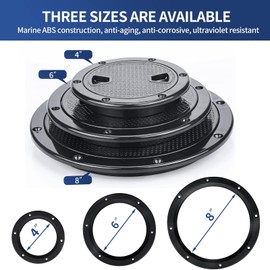 Smartmarine Marine Access Hatch Black Round Non Slip Boat Inspection Hatch 8 inch(4" 6" 8")
