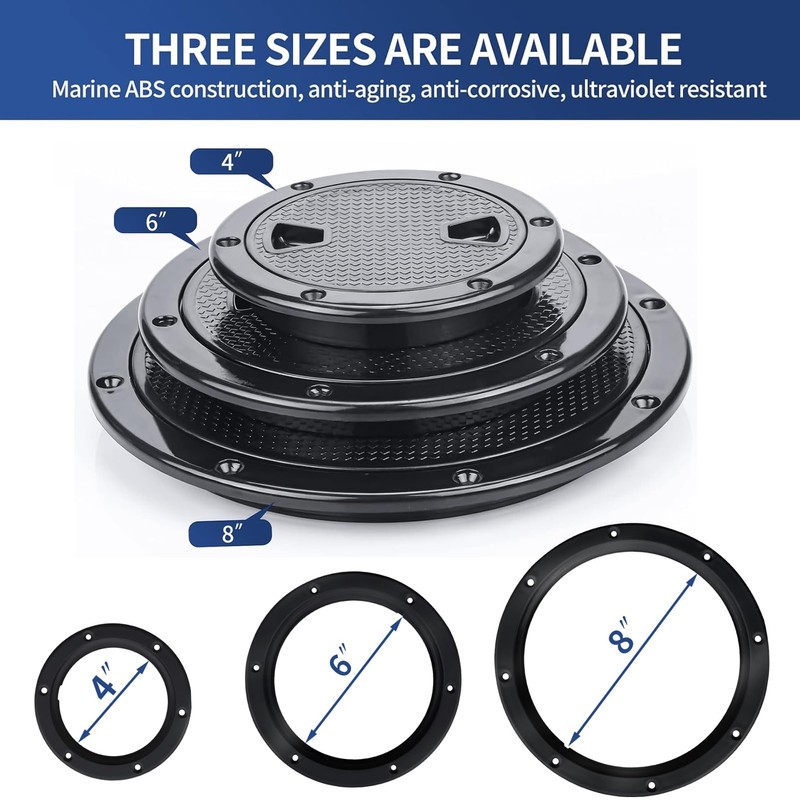 Smartmarine Marine Access Hatch Black Round Non Slip Boat Inspection