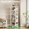 Homykic Rotating Bookshelf, Bamboo 360 Display Spinning Bookcase Tower, 5-Tier