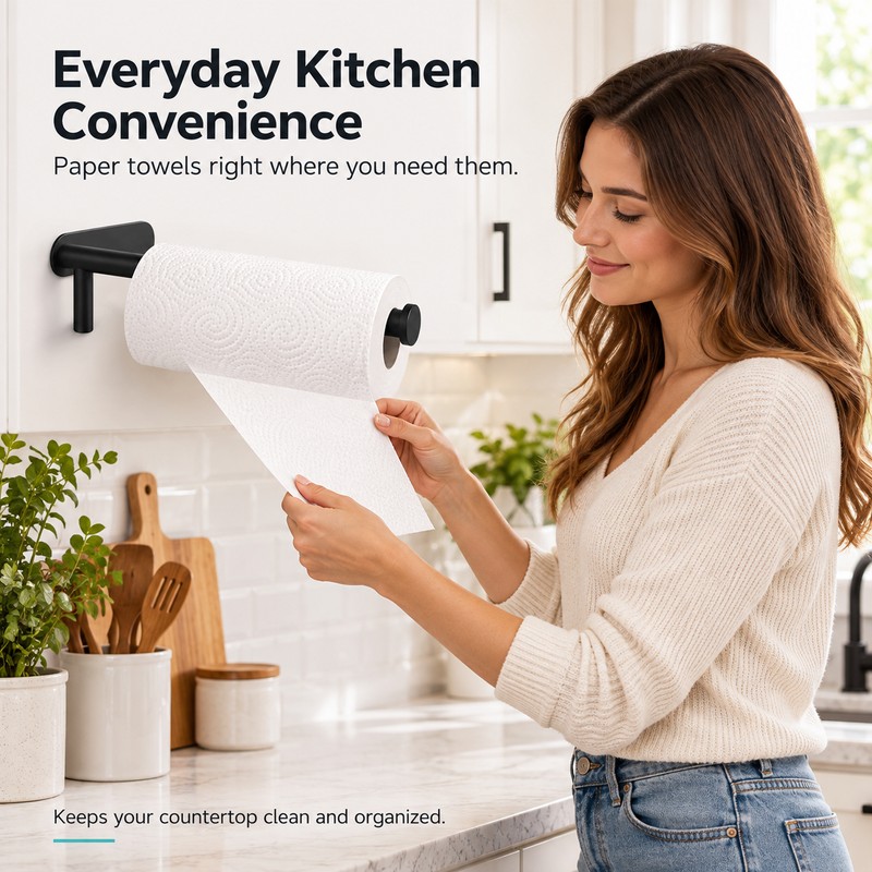 Self-Adhesive Stainless Steel Paper Towel Holder – No-Drill Wall-Mounted Roll