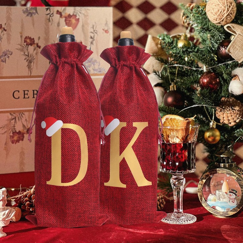 Burlap Wine Bag Christmas Wine Bag With Letters Wine Champagne