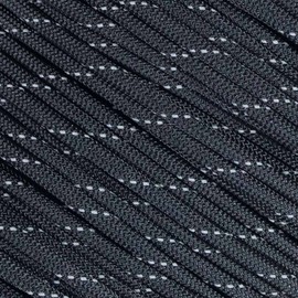 Fluorescent Reflective 550 Type III Guyline Tent Rope Camping Survival Cord High-Visibility Paracord- Rot and UV Fade Resistant (Reflective Black, 100 Feet)