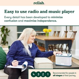 Relish - Simple Portable FM Radio and MP3 Music Player for Seniors, Elderly or Visually Impaired – Large Buttons, Simple Design, Easy to Use