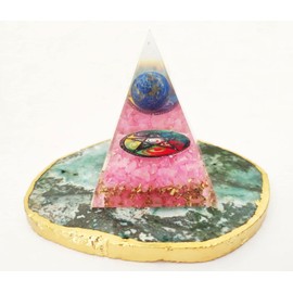 Sharvgun Orgone Pyramid Rose Quartz Crystal, Lapis Lazuli Ball Pentagram Alter Flower of Life Healing Gemstone Reiki Chara Kit with 4 Crystal Youga Meditation