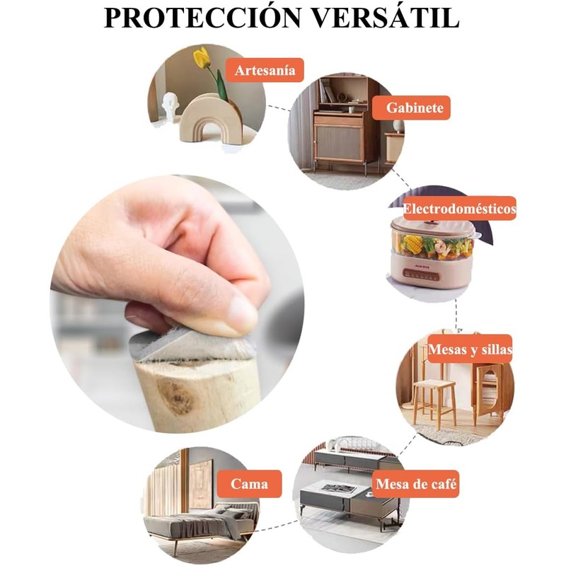Almohadillas Protectoras de Fieltro para Muebles, 3 Cintas Almohadillas para