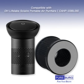 PUREBURE CA09FT-01 Replacement Filter Compatible with DH Lifelabs Sciaire Portable Air Purifier,3-Pack H13 HEPA 3-Stage Filtration