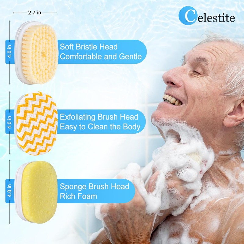Celestite 20” Long Handle Shower Brush for Body, Back Scrubber