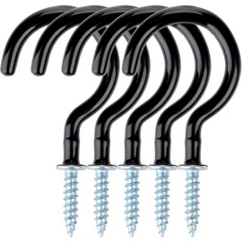 Yogopro Pack of 30 Screw Hooks Black Ceiling Hooks Hook Screws 50 mm Vinyl Coated Ceiling Hooks Widely Used in Homes and Offices Black