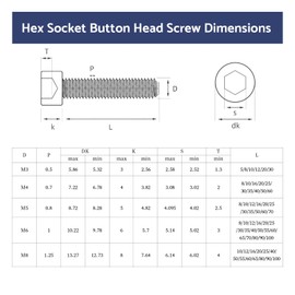 BACSHBY 10 pcs M6 x 50 mm Allen Socket Head Cap Screws – Fully Threaded M6 Hex Bolts 50 mm, A2 Stainless Steel Coarse Threads Long Hexagon Socket Bolts with Wrench