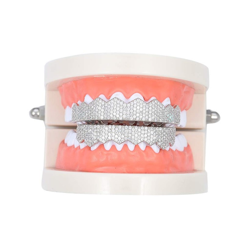 LKV Silver Grillz for Your Teeth 8 Top & 8