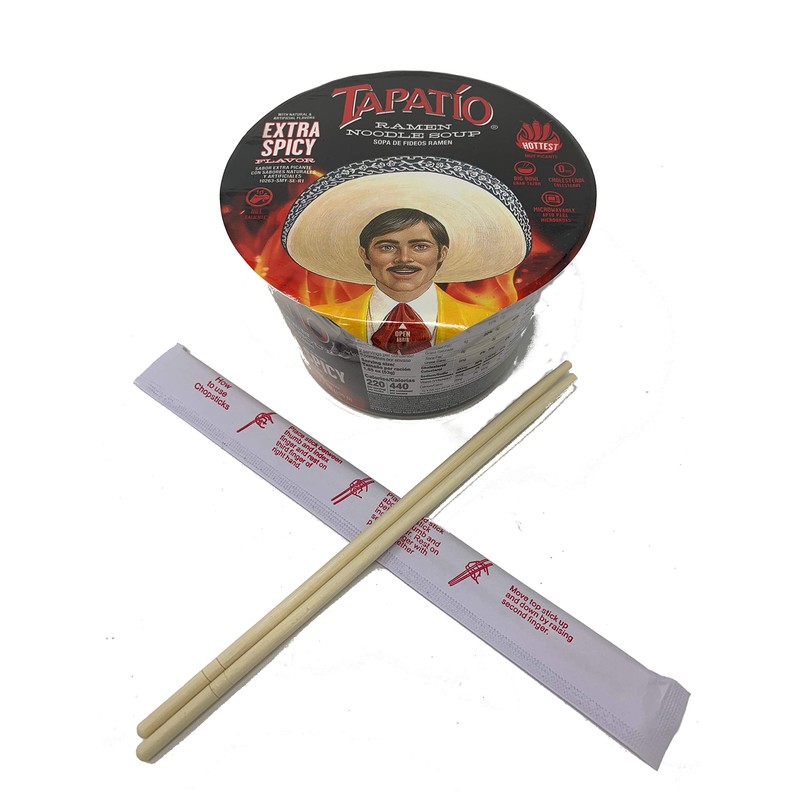 Tapatio Extra Spicy Ramen Noodle Bowl Chopstick Recipe Bundle (Microwaveable