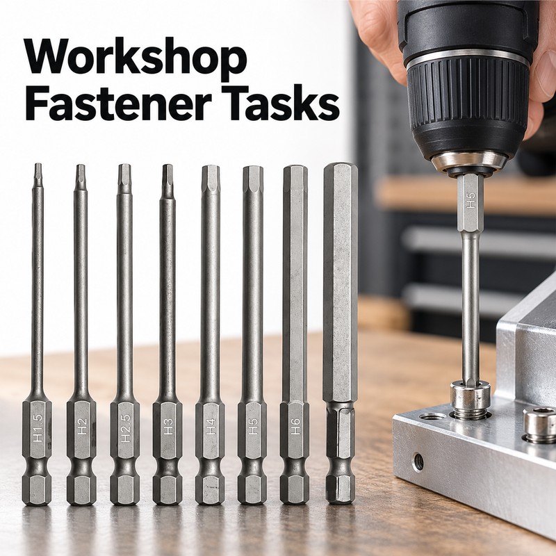 8-Piece 100mm Hex Allen Wrench Drill Bit Set – SAE
