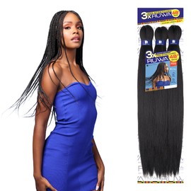 Sensationnel Ruwa prestretched braiding hair - 3x 48 inch water repellent kanekalon fast dry synthetic sports itch free (1 pack, 99J)