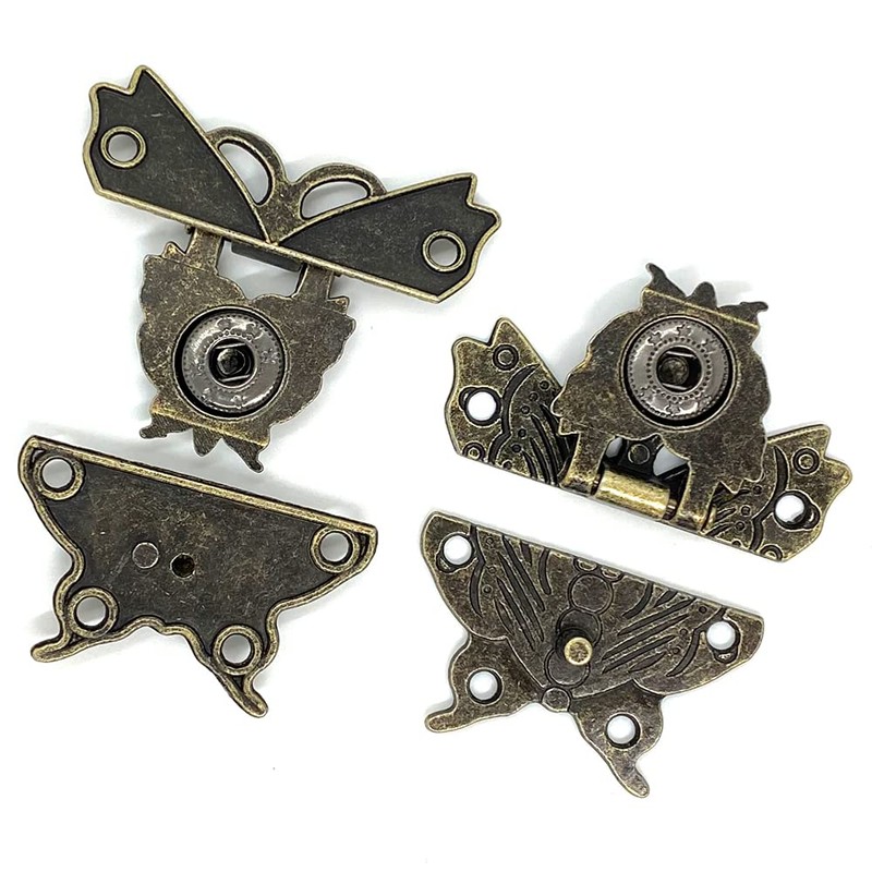 2 Sets Antique Wood Case Chest Box Hasp Latch Lock