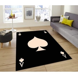 champion rugs Modern Ace of Spades Games Poker Cocktail Party Biker Area Rug Carpet (5’ 3” X 7’ 5”)