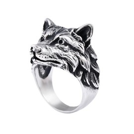 PikaLF Wolf Ring for Men, Norse Viking Wolfscope Ring, Retro Wolf Totem Rings, Wolf Signet Rings, Wolf Samulet Ring, Punk Animal Wolf Jewelry, NO