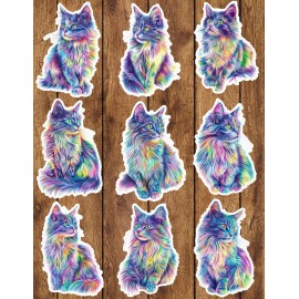 Handmade Colorful Cat Vinyl Die Cut Stickers Set Scrapbooking Laptop Waterbottle