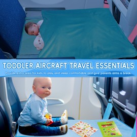 Gocozy Toddler Airplane Bed with Blanket, Airplane Seat Extender for Kids, Travel Essentials for Kids, Blue