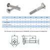 Carriage Bolts M8 x 60/60 Pack of 6 Round-Head Screws