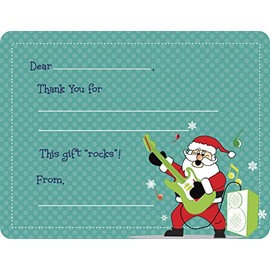 Script and Scribble Rockin Santa Fill-in Thank You Note Cards for Kids, 5.5" X 4.25" Notecards with White Envelopes