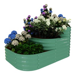 3-in-1 Green Galvanized Steel Raised Garden Bed Kit – Convertible Into 3 Sizes | Safe Rolled Edges | Modular Design for Patio, Balcony & Backyard | Tool-Free Assembly & Open-Bottom Drainage