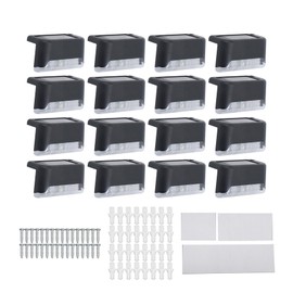 YSMN 16Pack LED Warm Solar Staircase Lights Fence Light Outdoor Suit for Step Deck Railing Yard Pathway Patio