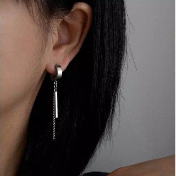 Unbranded Kpop Style Korean Huggie Earrings 3cm Rectangle Charm 5-6cm