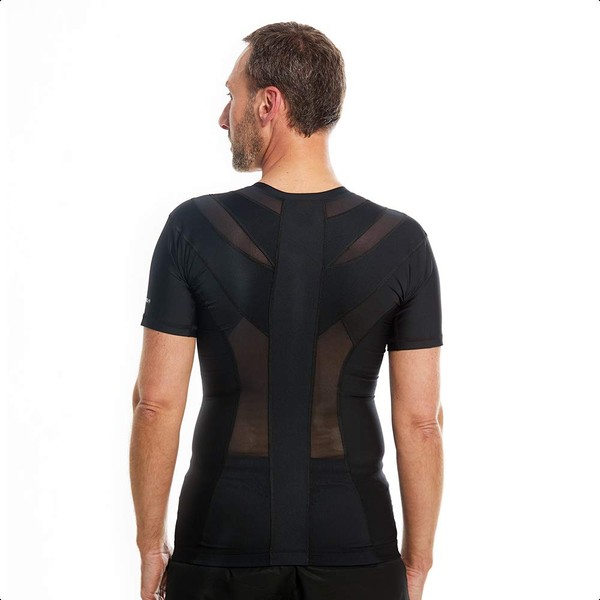 Anodyne® Posture Shirt (with Zip) - Men's | Posture Corrector for Back & Shoulders | Reduces Pain & Tension | Medically Tested and Approved | X-Large - Black