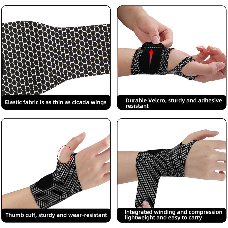 Offtrte 2 Pack Ultra Thin Wrist Support and Compression Wraps