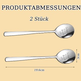Gifts for Best Friend, Gifts for Women, 2 Pieces Coffee Spoons with Engraving, Birthday Gift, for Women and Men, Beautiful That Es Dich Gibt, Special