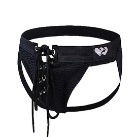 Top Spot Apparel Athletic Supporter Contoured Waistband Lace - Up Front Chain Rings (Pitch Black, Extra Large 40-44" Waist)