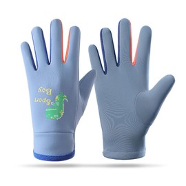 BSITSSS Winter Warm Kids Gloves, Kids Waterproof Gloves Full Finger Dinosaur Pattern Winter Gloves, Gloves Winter Kids Full Fingers Gloves, Ski Gloves for Snow Toddler Kids Boys 3-7 Years Old, Blue