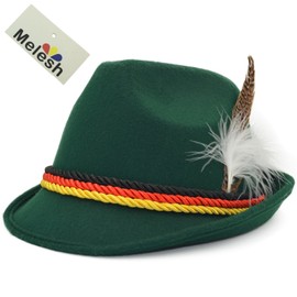 Melesh Green Adult Felt German Alpine Bavarian Oktoberfest Hat Cap (M)