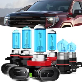 TTDBDAN Halogen Headlights Fit For GMC Sierra 1500 (2007-2013) GMC Sierra 2500 3500 HD (2007-2014 & 2017-2020) Headlight Bulbs,9005 High Beam + H11 Low Beam + h16/5202 Fog Light Headlamps,Pack of 6