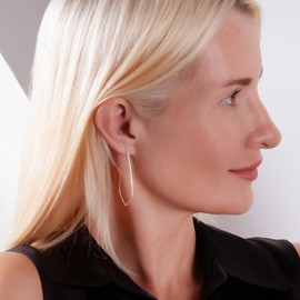 Humble Chic - arete geométricos de chevron para mujer, hipoalergénicos, ligeros, con corte de alambre fino, chapados en plata de ley 925 u oro de 18 quilates, Metal, No es una piedra preciosa