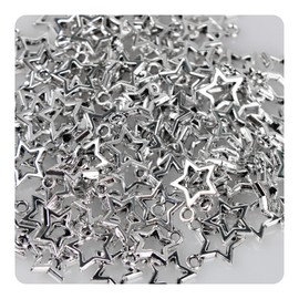 pson 100PCS 0.55Inch Mini Hollow Out Star Pendant Charms, Stainless Steel Double Sided Star Charms for Jewelry Making, Necklace, Bracelet, DIY, Crafts, Silver