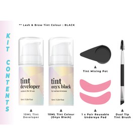 MIYA LASH Black Eyelash Tint Kit | 2 in 1 Brow & Eye Lash Tint Kit | Eyelash Dye Tint Black Permanent | Lash Tint Black Kit | Eyebrow Tint Kit | Lash Tinting Kit w/Tools, Developer & Black Lash Tint