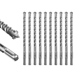 SALI 10PCS 3/8"*8" SDS Plus Rotary Hammer Drill Bit Concrete Drill Bit Kit Cross-Type Double Thread Carbide Material Suitable for Brick, Cement Walls, Stone, Hammer Drill Bits