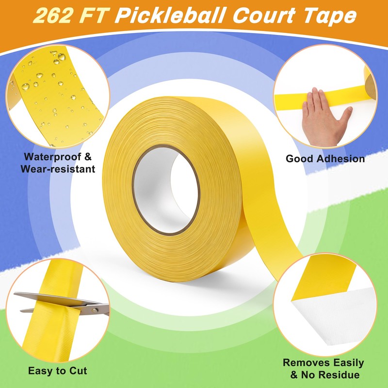 Anglekai 262FT Pickleball Court Tape, Adhesive Pickleball Court Mark Tape