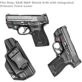 Amberide IWB & OWB KYDEX Holster Fit: Smith & Wesson M&P Shield M2.0 with Integrated CT Laser 9mm/.40 Pistol, Inside Outside Waistband Concealed Carry, Adjustable Cant & 'Posi-Click' Retention