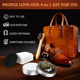 Feilove 4-in-1 Mink Oil Leather Conditioner and Cleaner Kit 3.52 oz - Premium Waterproof Leather Care for Boots, Shoes and Bags