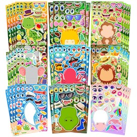 Stickers for Kids, 36 Sheets Make-a-face Sticker, Kids Stickers, Animal Stickers, Dinosaur Stickers, Stickers for Girls Boys, Kids Party Favor Supplies Craft