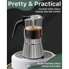 Grasseed Crystal Glass-Top Moka Pot, Brushed Stainless Steel Stovetop Espresso