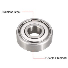 sourcing map S608ZZ Stainless Steel Ball Bearing 8x22x7mm Double Shielded 608Z Bearings