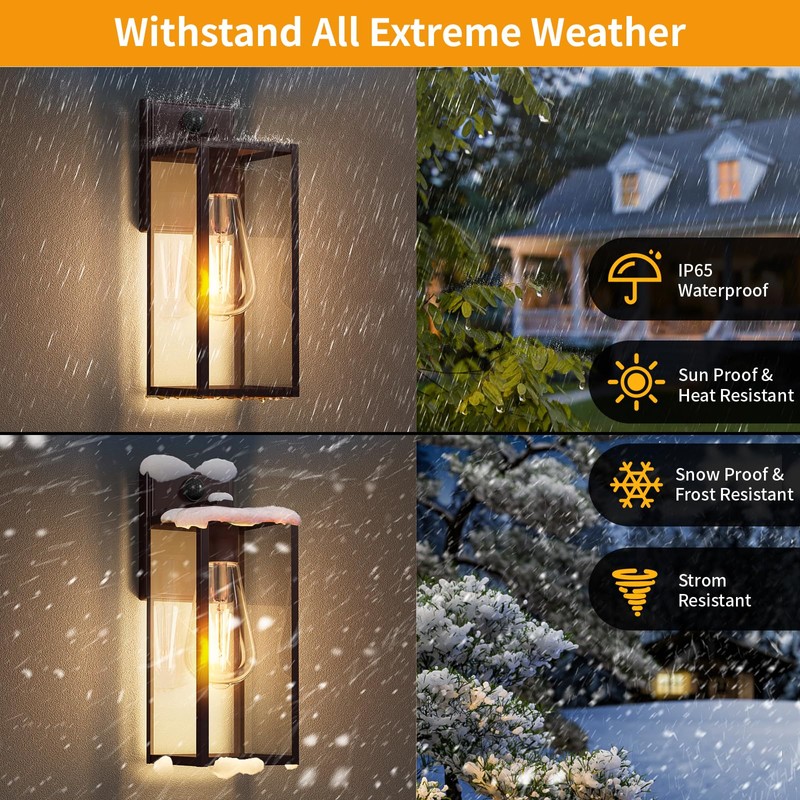 FNYUSLET 15'' Oil Rubbed Bronze Motion Sensor Outdoor Front Porch