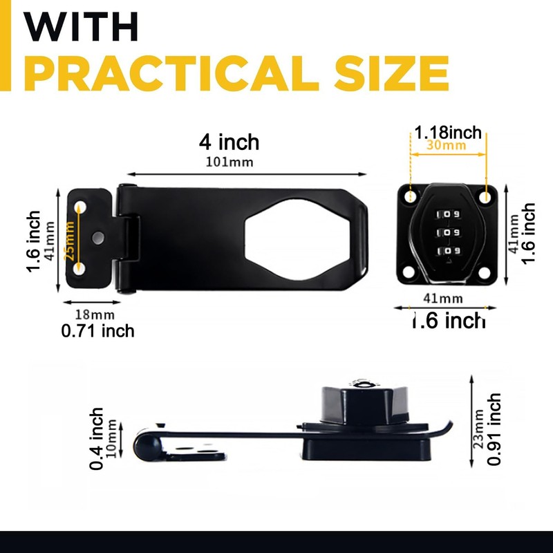 VIDYSUFYR Password Rotary Hasp Locks, 2 Pack Door Security Slide