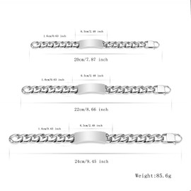 constantlife Cremation Bracelet for Ashes for Men - Stainless Steel Cuban Link Urn Bracelet Keepsake Ash Holder Cremation Memorial Jewelry (Silver-24cm)