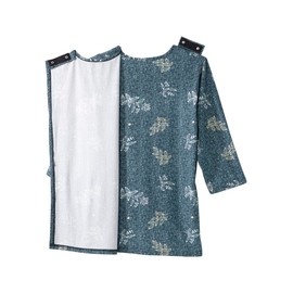 Women’s Open-Back Adaptive Faux Button Top - Leafy Floral XL