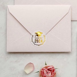 Pegatinas de graduacin 2024, pegatinas de graduacin Clase de 2024,Pegatinas transparentes para sobres con estampado, etiquetas de felicitaciones de graduacin Pegatinas brillantes de Felicitacione