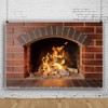 OERJU 7x5ft Red Brick Wall Fireplace Backdrop Burning Firewood Blazing